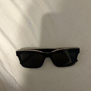 CHANEL Black and Silver Rectangular Sunglasses